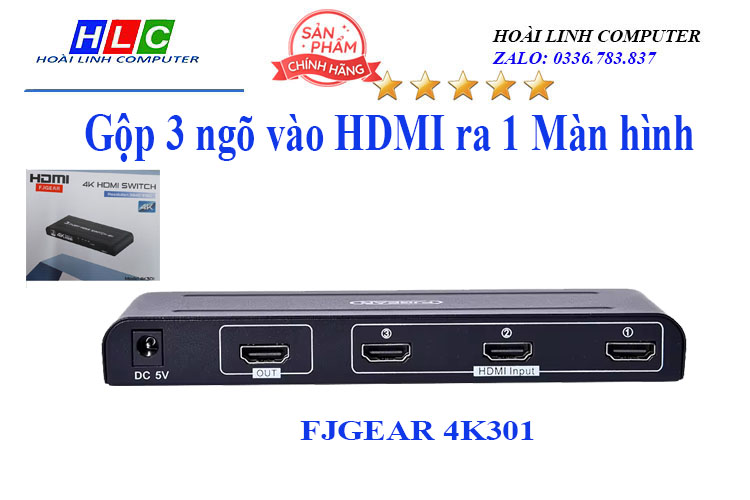 Bộ gộp 3 HDMI --> 1 HDMI LCD 4K301 Fjgear