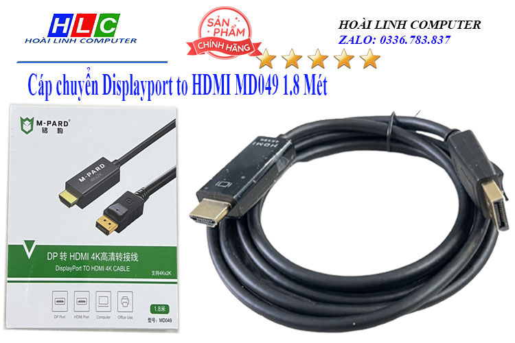 Cáp TỐT 1.8 mét Display Port --> HDMI Mpard MD049