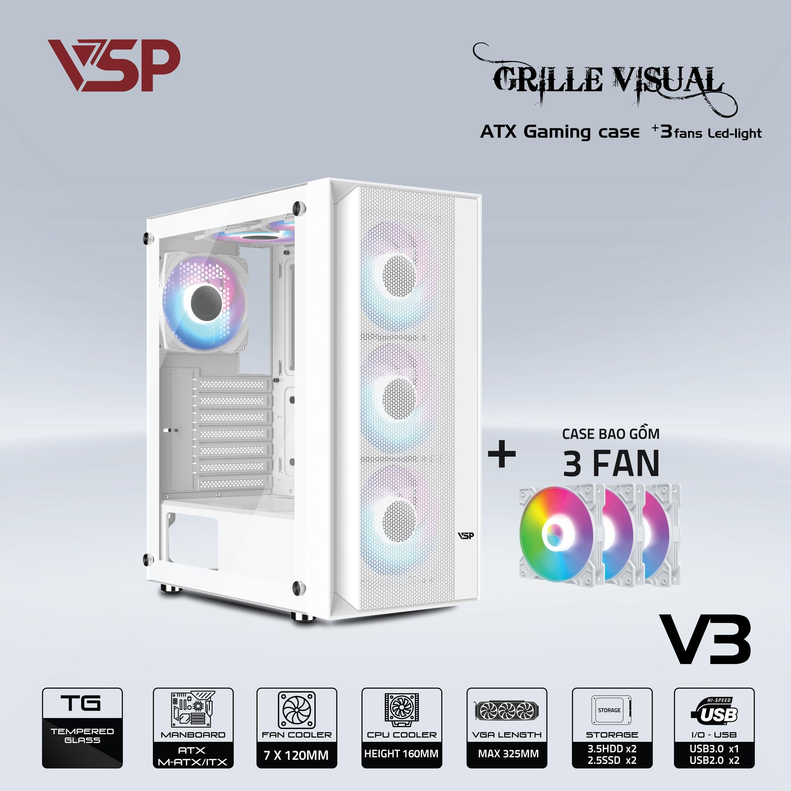 VSP V3 sẵn 3Fan leds Trắng