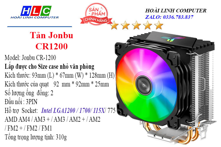 Tản Nhiệt CPU Jonsbo CR-1200 RGB Air Cooling