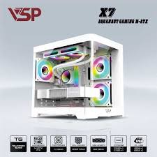 VSP X7 Aquanaut Gaming M-ATX - Trắng , chưa FAN