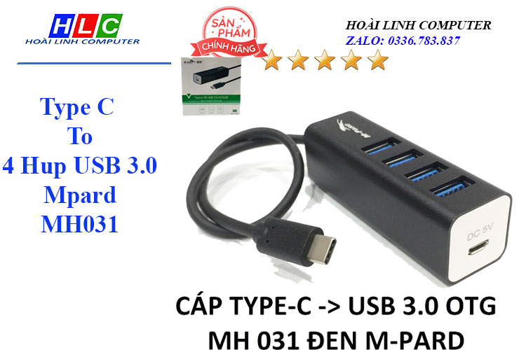 5. Cáp chuyển Type C --> 4 Hup USB 3.0 Mpard MH031